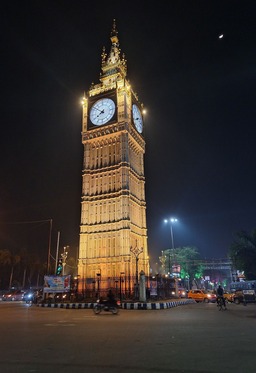 Not London. :) At Kolkata, India. Can you spot the moon peeping?